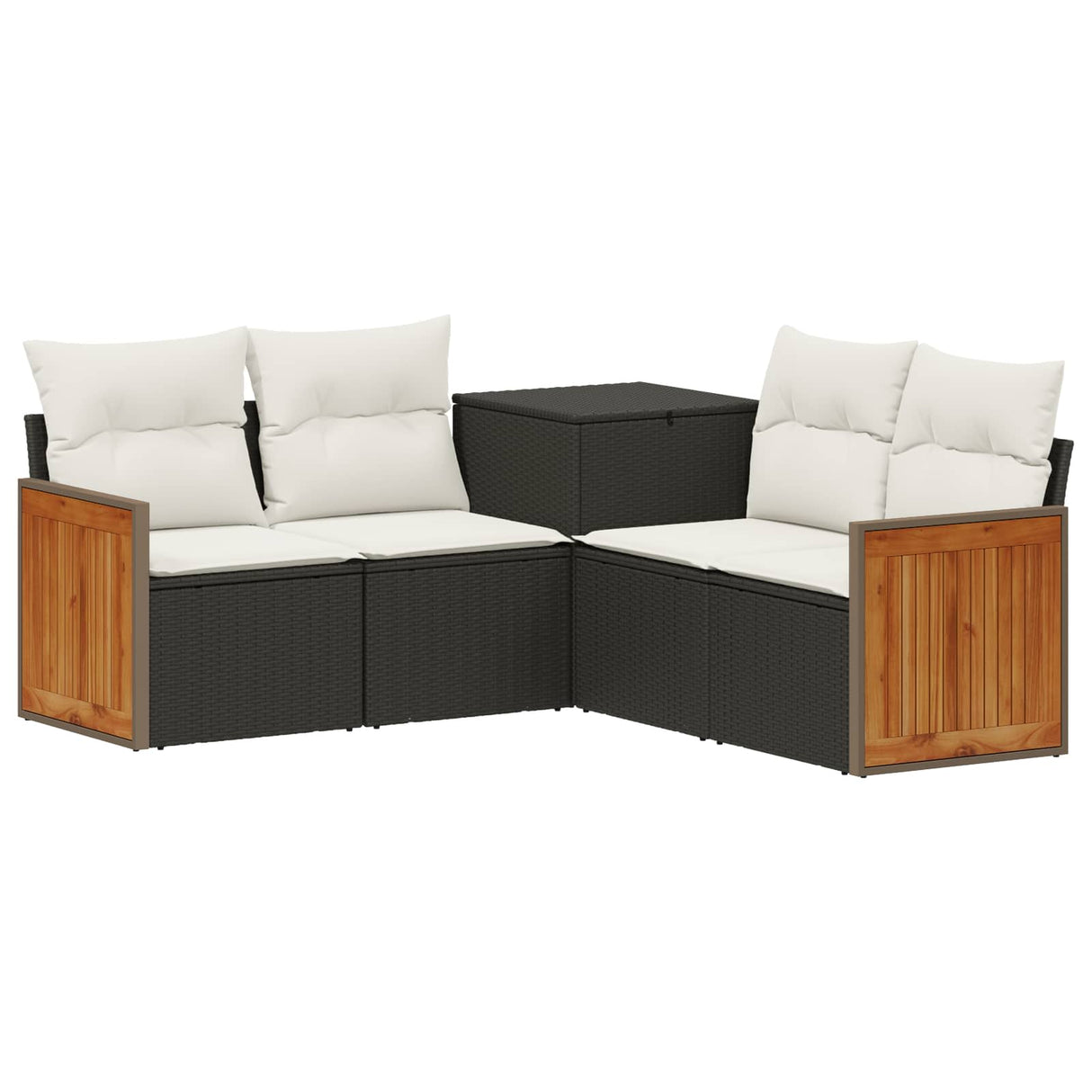 vidaXL Bankstel 5 st Zwart Poly Rattan en Staal