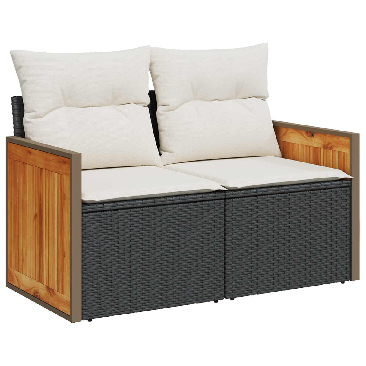 vidaXL Bankstel 5 st Zwart Poly Rattan en Staal
