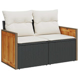 vidaXL Bankstel 5 st Zwart Poly Rattan en Staal