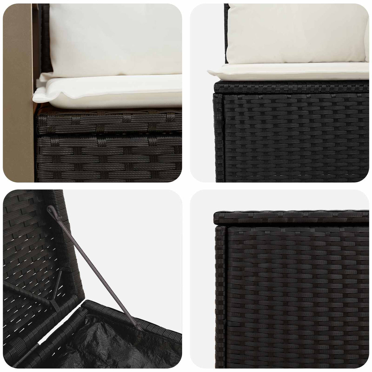 vidaXL Bankstel 5 st Zwart Poly Rattan en Staal