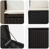 vidaXL Bankstel 5 st Zwart Poly Rattan en Staal