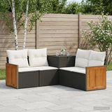 vidaXL Bankstel 5 st Zwart Poly Rattan en Staal