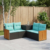 vidaXL Bankstel 5 st Zwart Poly Rattan en Staal
