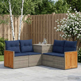 vidaXL Bankstel 5 st Zwart Poly Rattan en Staal