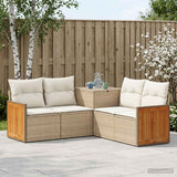 vidaXL Bankstel 5 st Zwart Poly Rattan en Staal