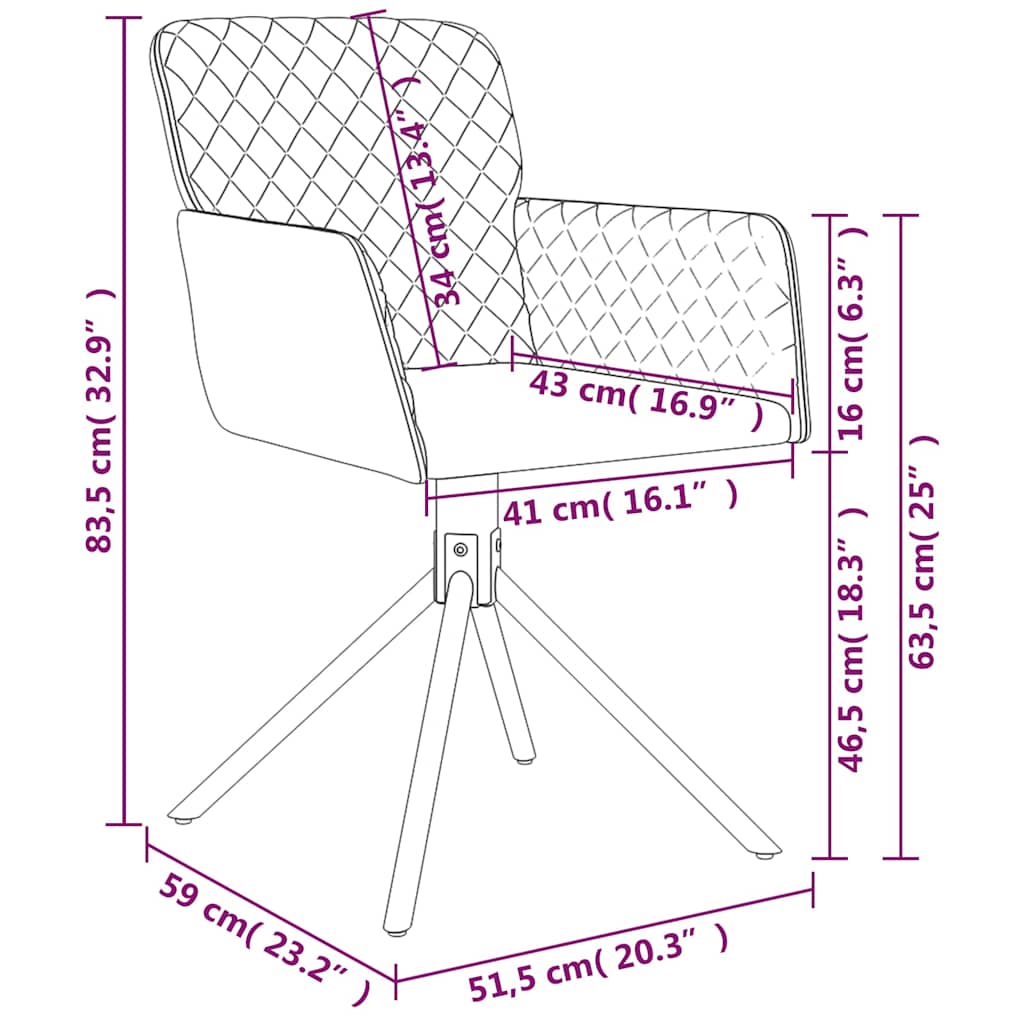 vidaXL Eetkamerstoelen draaibaar 2 st fluweel blauw