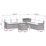 vidaXL Bankstel 8 st Zwart Poly Rattan en Staal