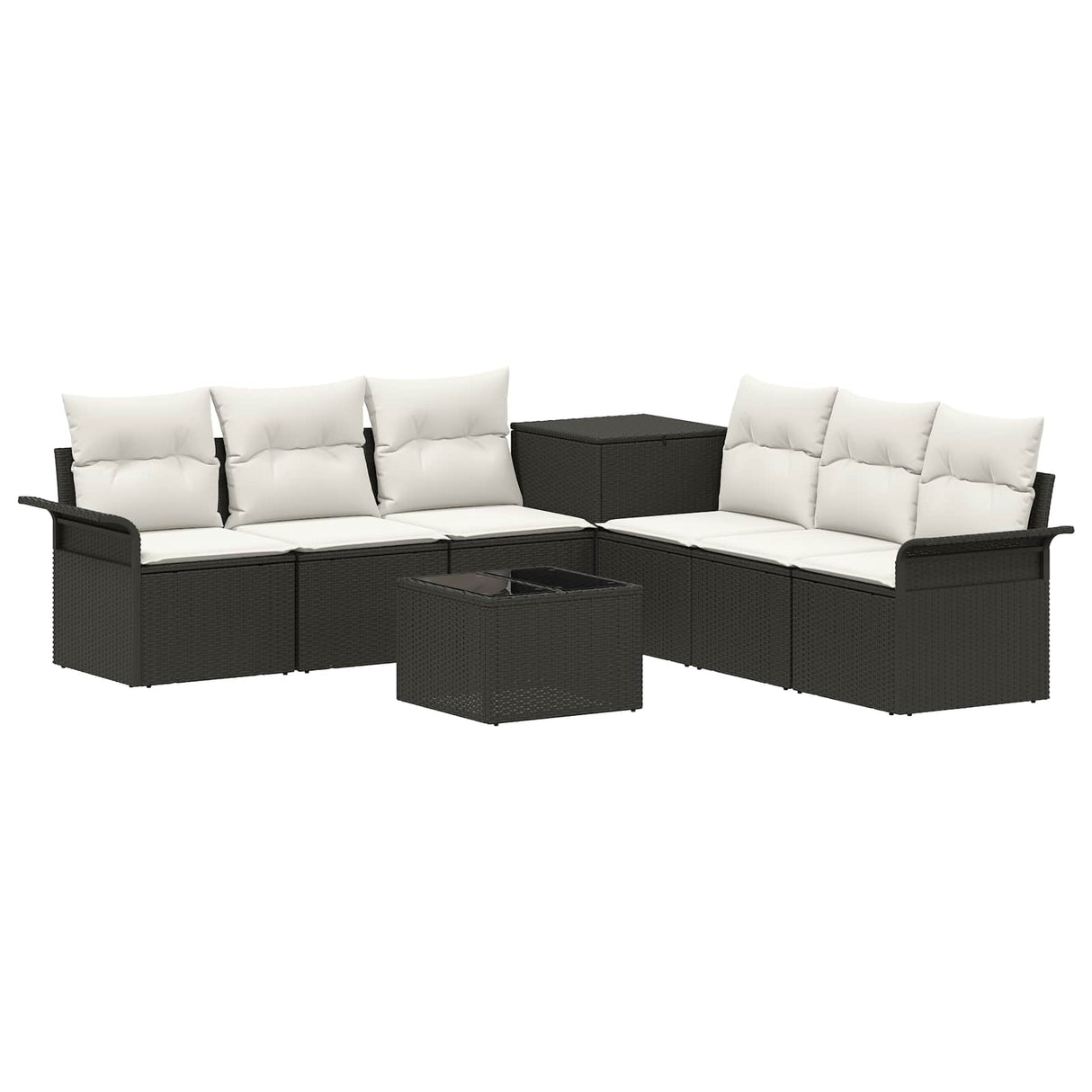 vidaXL Bankstel 8 st Zwart Poly Rattan en Staal