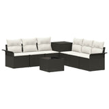 vidaXL Bankstel 8 st Zwart Poly Rattan en Staal