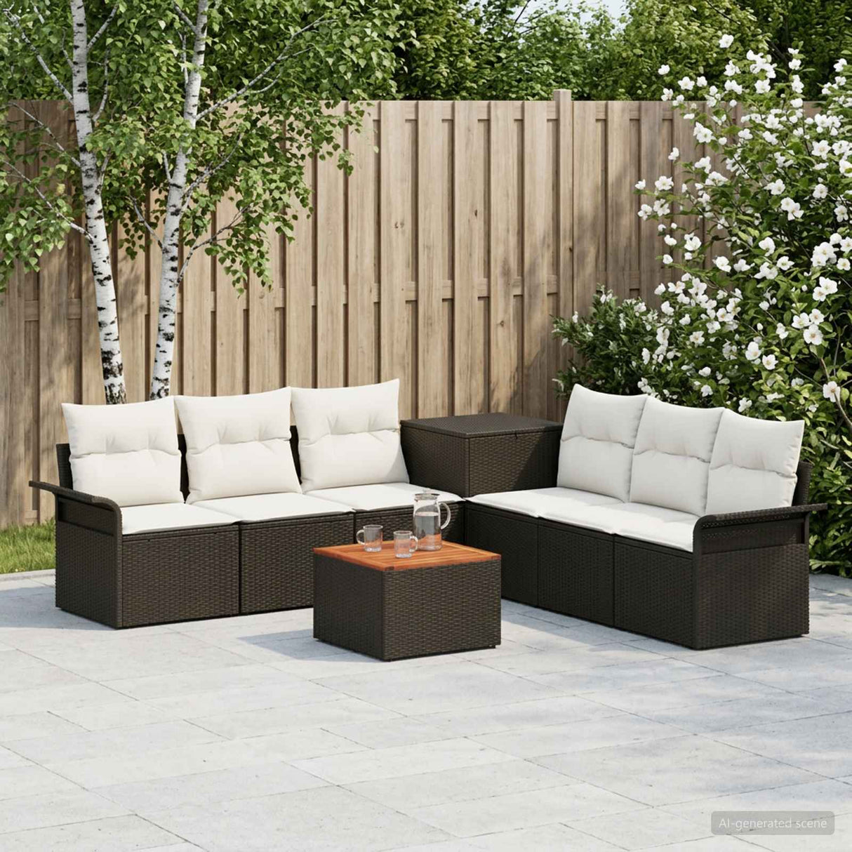 vidaXL Bankstel 8 st Zwart Poly Rattan en Staal