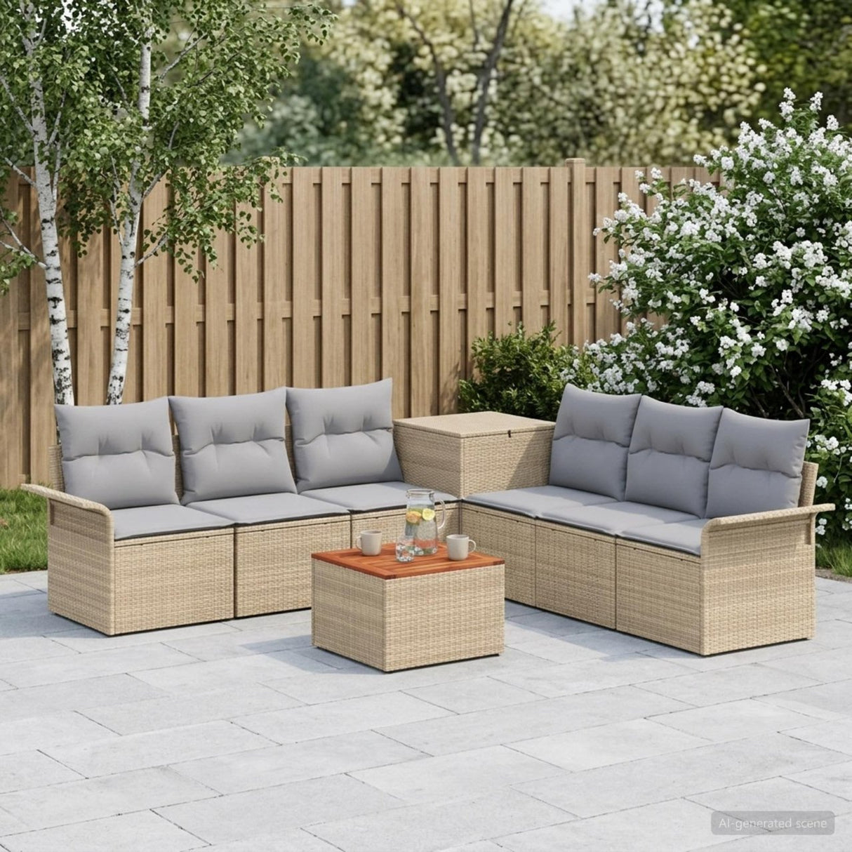 vidaXL Bankstel 8 st Zwart Poly Rattan en Staal