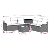vidaXL Sofa Set 8 pcs Black Poly Rattan and Steel