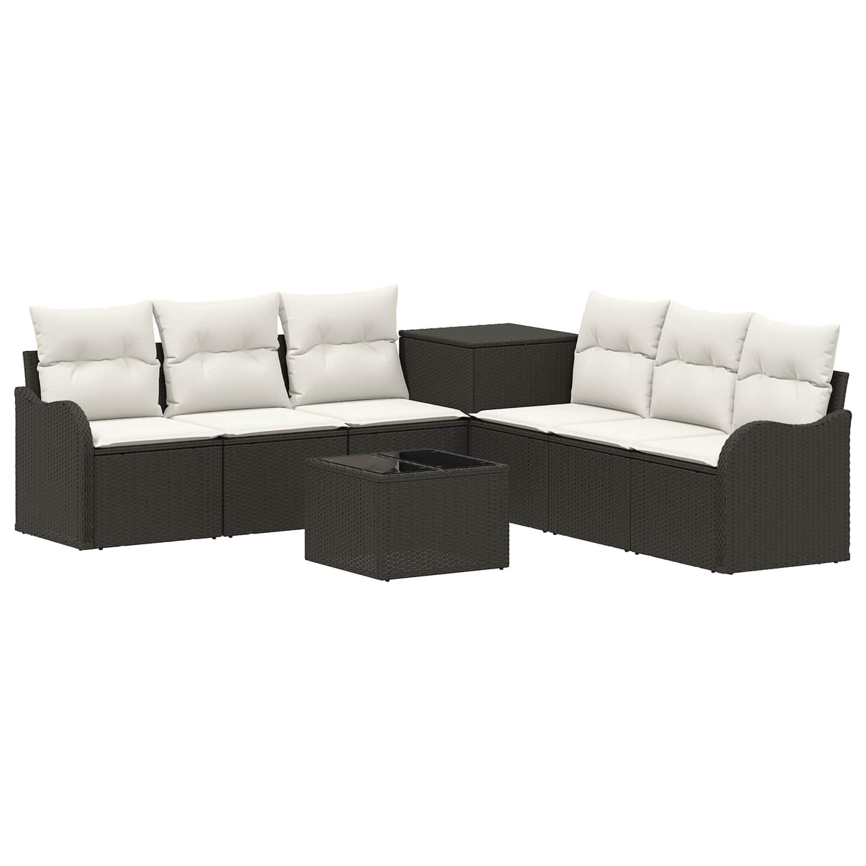 vidaXL Sofa Set 8 pcs Black Poly Rattan and Steel
