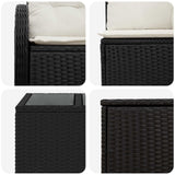 vidaXL Sofa Set 8 pcs Black Poly Rattan and Steel