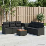 vidaXL Sofa Set 8 pcs Black Poly Rattan and Steel