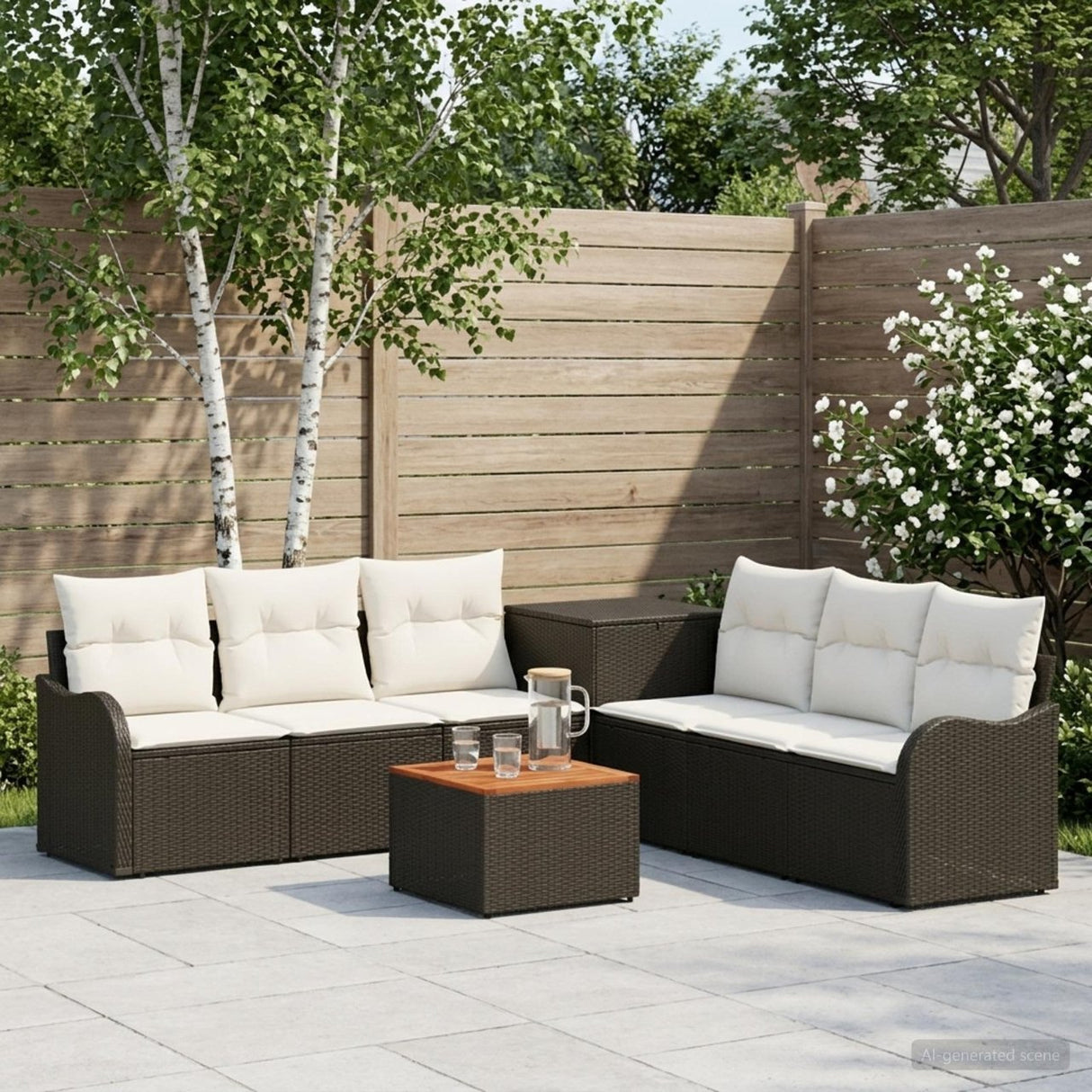 vidaXL Sofa Set 8 pcs Black Poly Rattan and Steel