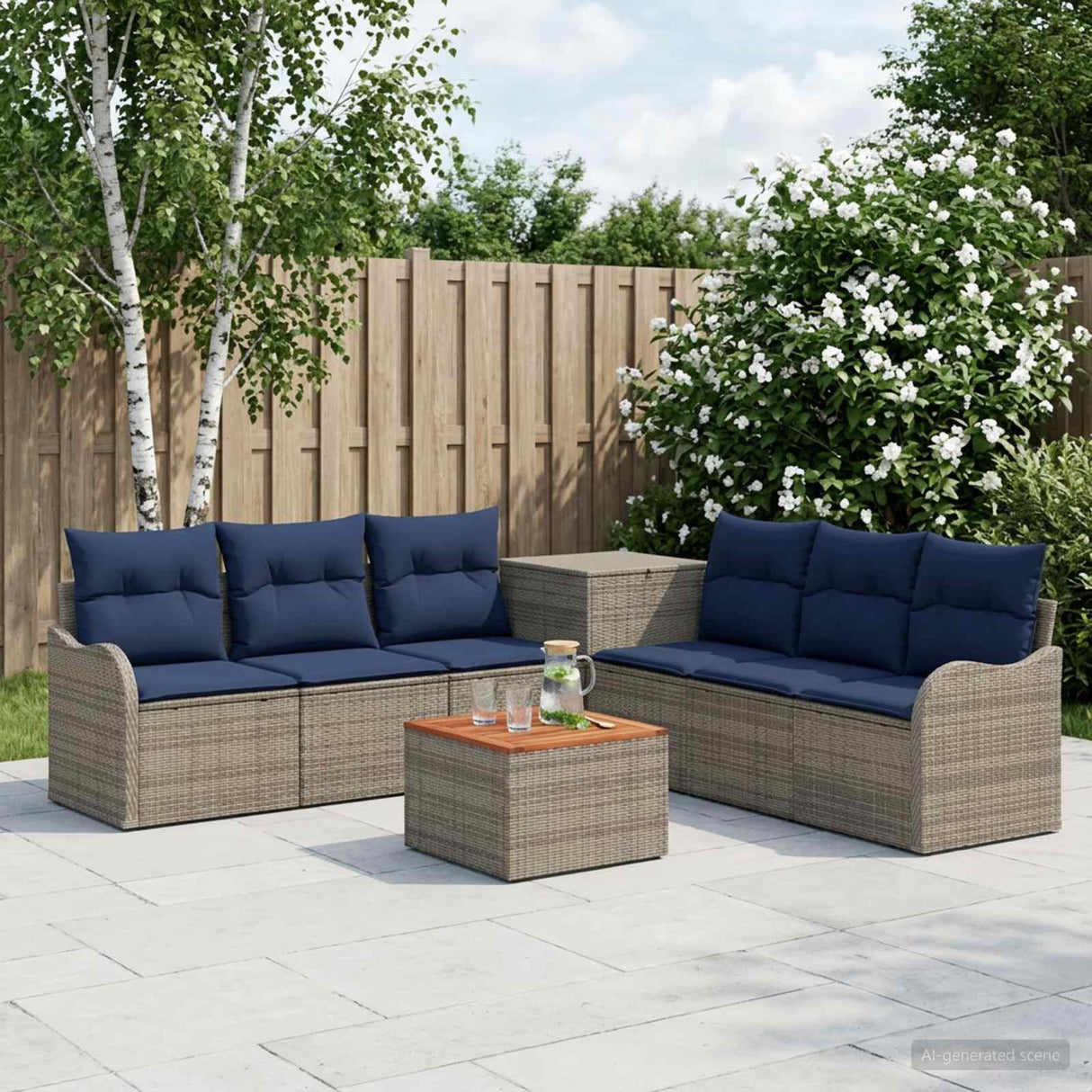vidaXL Sofa Set 8 pcs Black Poly Rattan and Steel