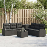 vidaXL Bankstel 8 st Zwart Poly Rattan en Staal