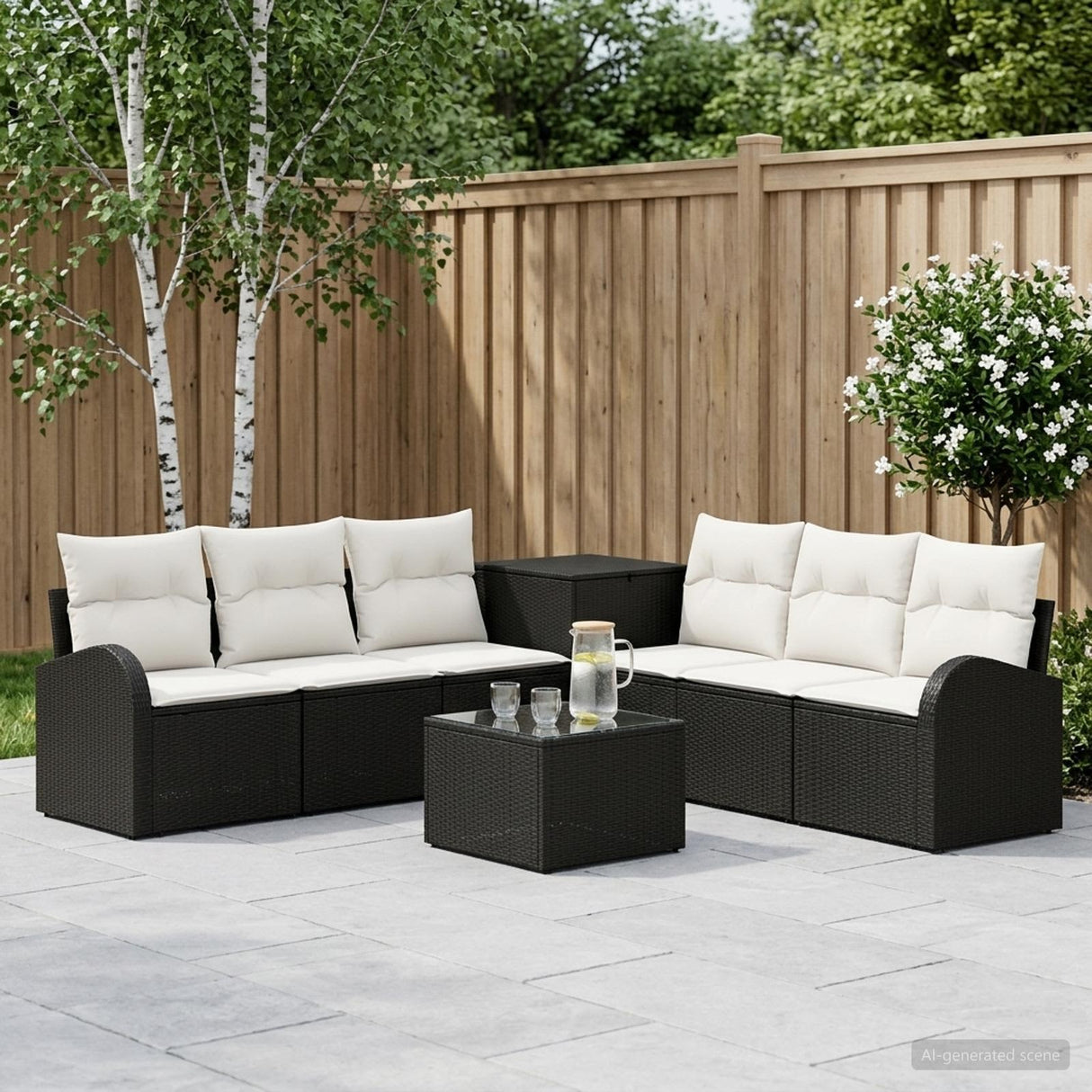 vidaXL Bankstel 8 st Zwart Poly Rattan en Staal