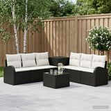 vidaXL Bankstel 8 st Zwart Poly Rattan en Staal