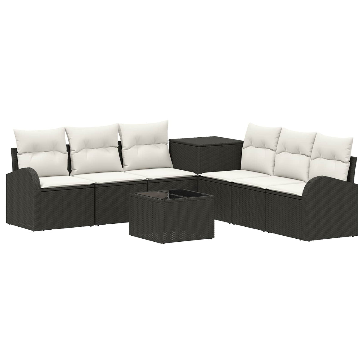 vidaXL Bankstel 8 st Zwart Poly Rattan en Staal