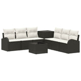 vidaXL Bankstel 8 st Zwart Poly Rattan en Staal