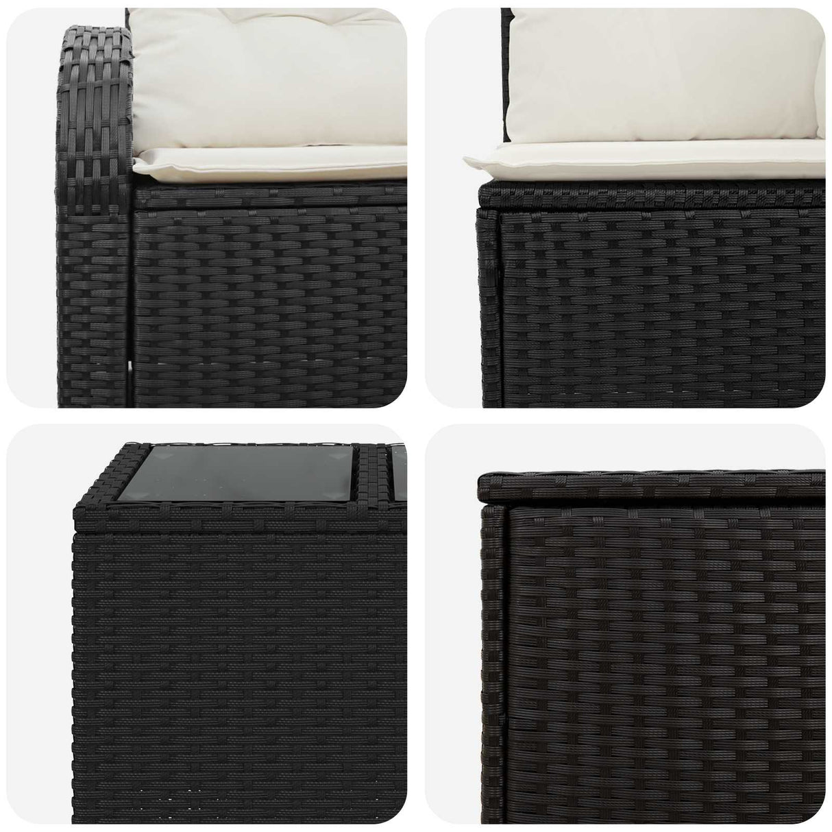 vidaXL Bankstel 8 st Zwart Poly Rattan en Staal