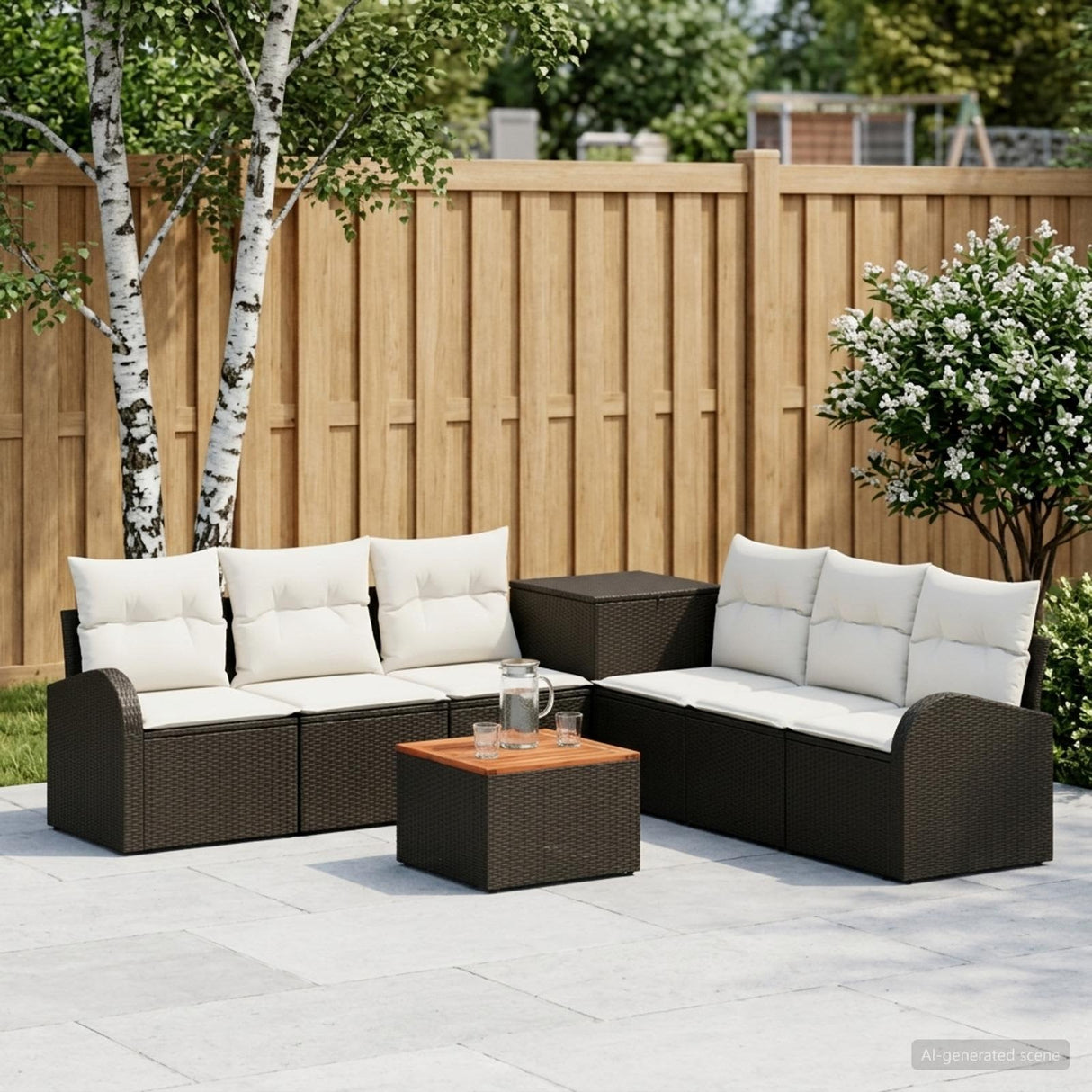 vidaXL Bankstel 8 st Zwart Poly Rattan en Staal