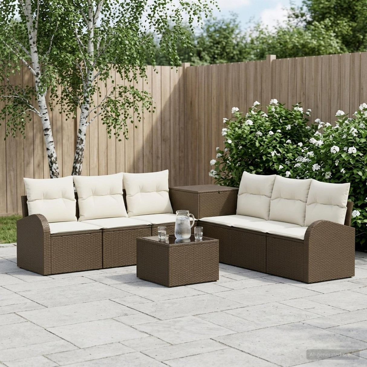 vidaXL Bankstel 8 st Zwart Poly Rattan en Staal