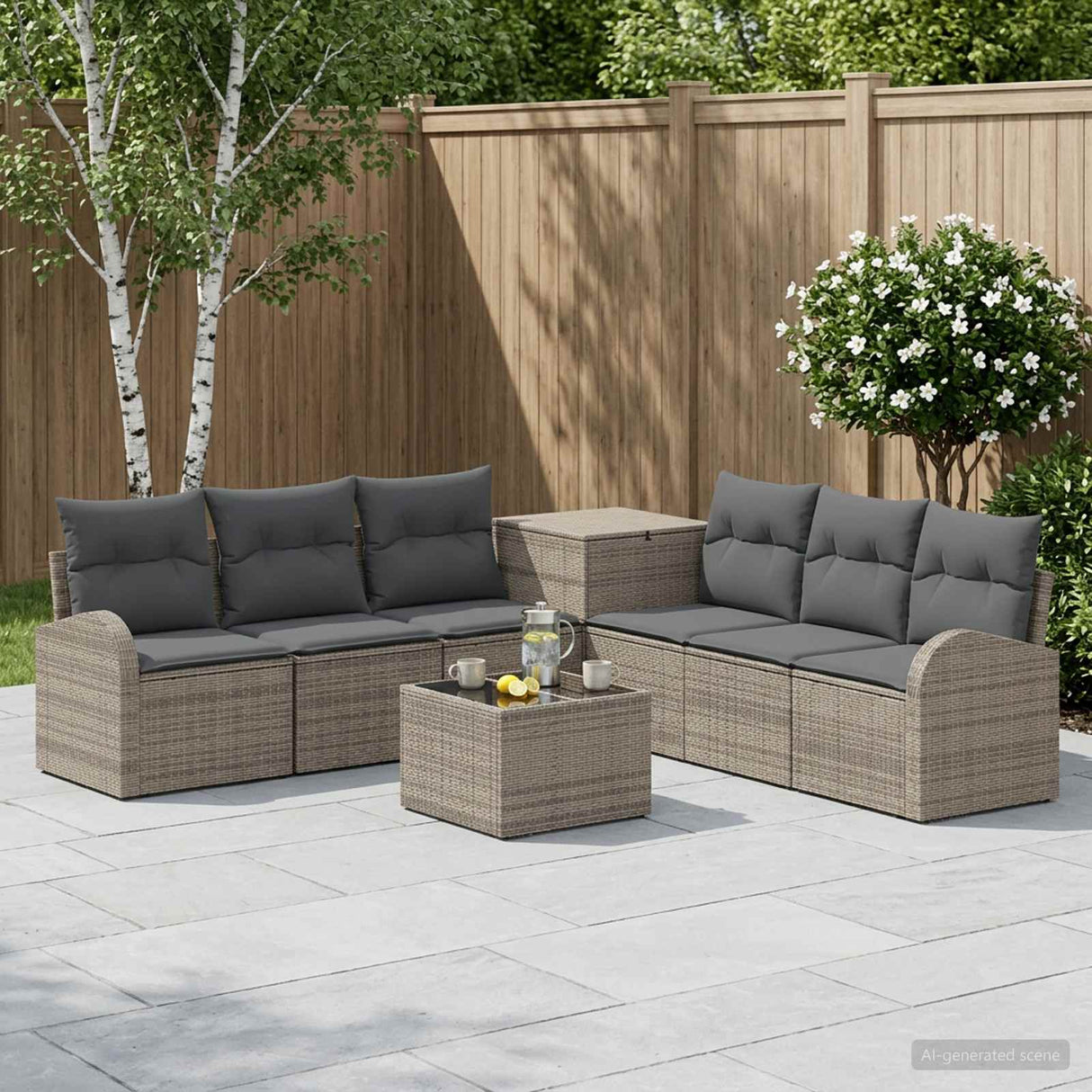 vidaXL Bankstel 8 st Zwart Poly Rattan en Staal