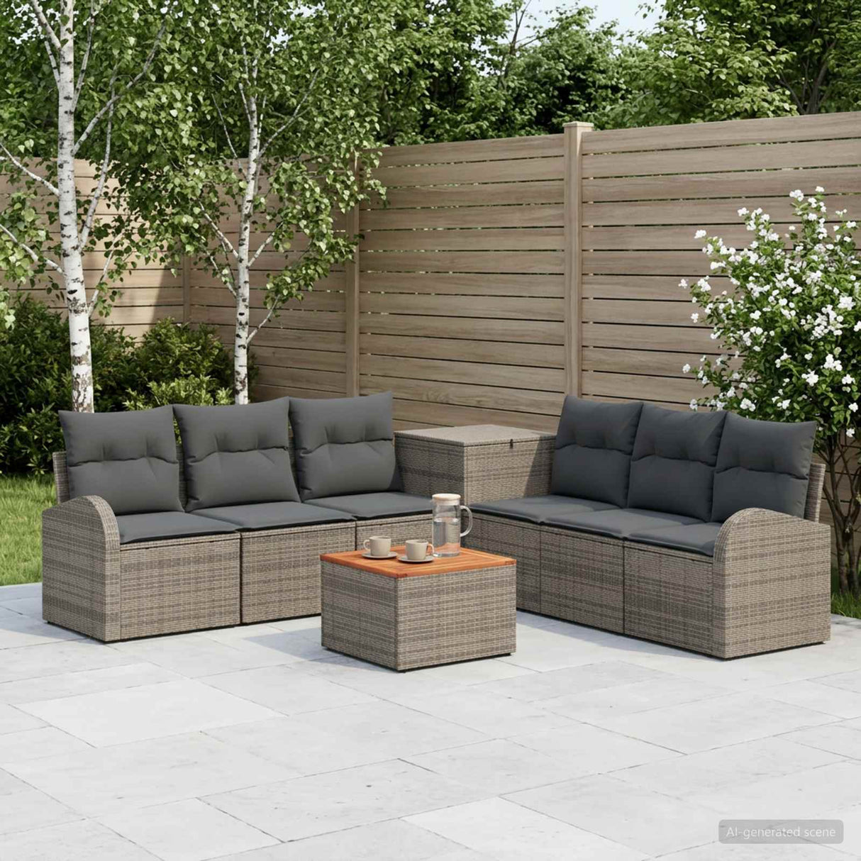 vidaXL Bankstel 8 st Zwart Poly Rattan en Staal