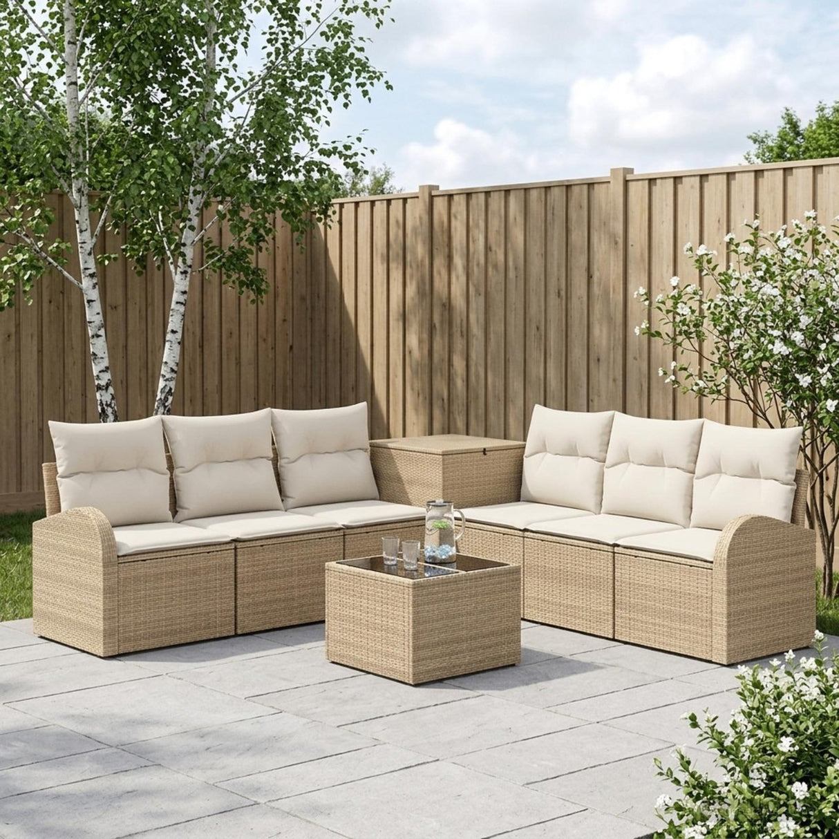 vidaXL Bankstel 8 st Zwart Poly Rattan en Staal