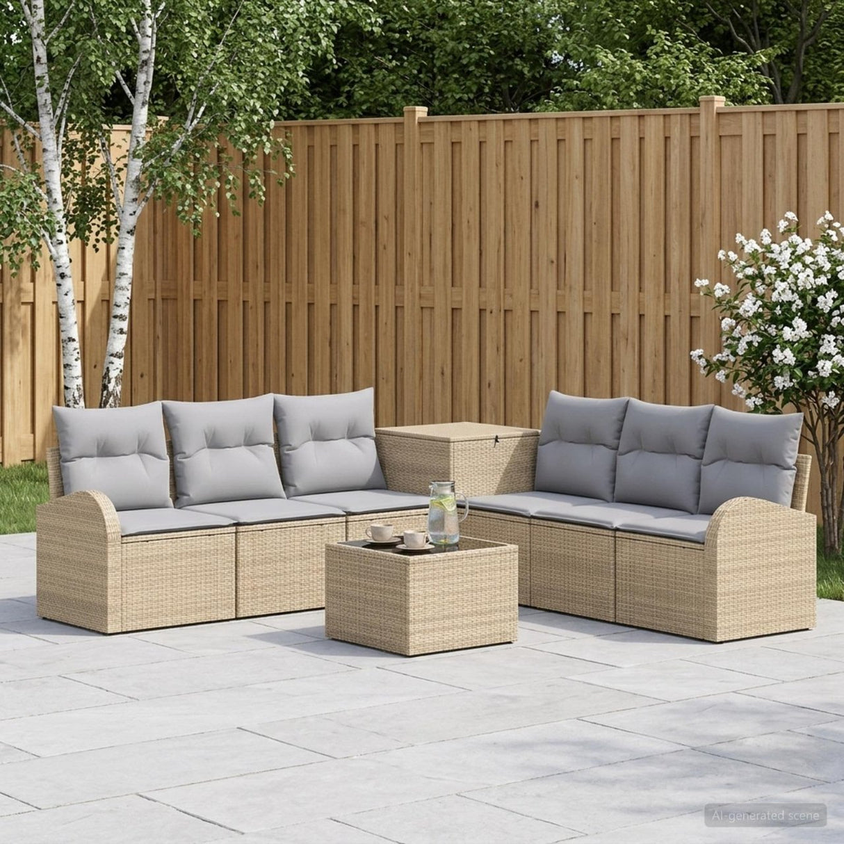vidaXL Bankstel 8 st Zwart Poly Rattan en Staal