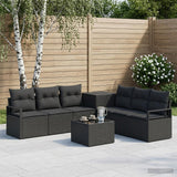 vidaXL Bankstel 8 st Zwart Poly Rattan en Staal