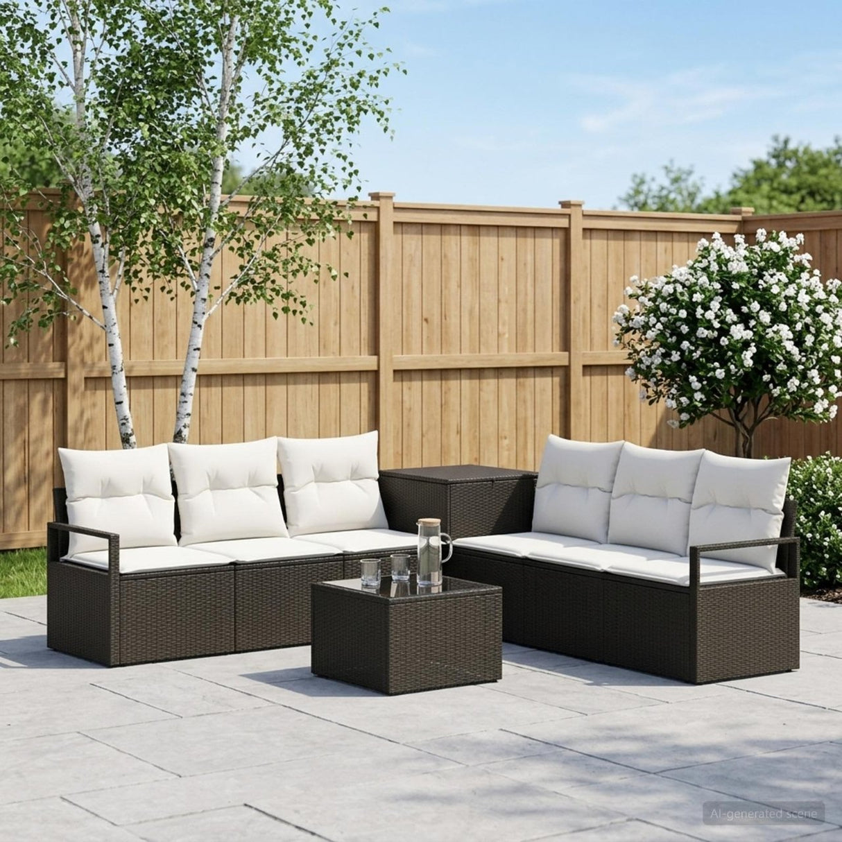 vidaXL Bankstel 8 st Zwart Poly Rattan en Staal