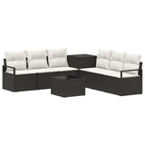 vidaXL Bankstel 8 st Zwart Poly Rattan en Staal