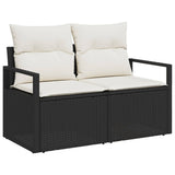 vidaXL Bankstel 8 st Zwart Poly Rattan en Staal