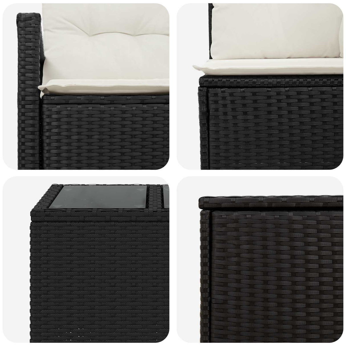 vidaXL Bankstel 8 st Zwart Poly Rattan en Staal