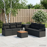 vidaXL Bankstel 8 st Zwart Poly Rattan en Staal