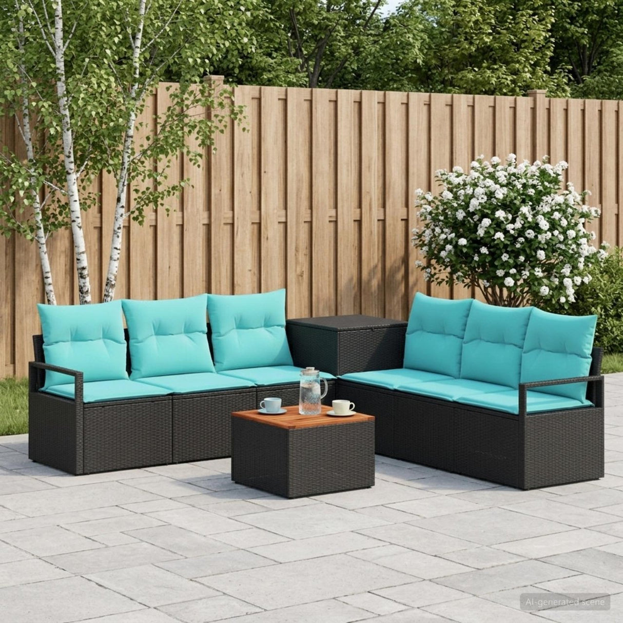 vidaXL Bankstel 8 st Zwart Poly Rattan en Staal