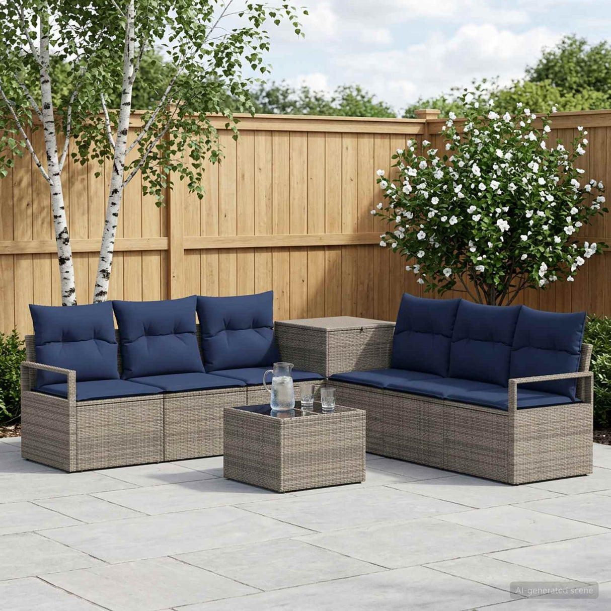 vidaXL Bankstel 8 st Zwart Poly Rattan en Staal