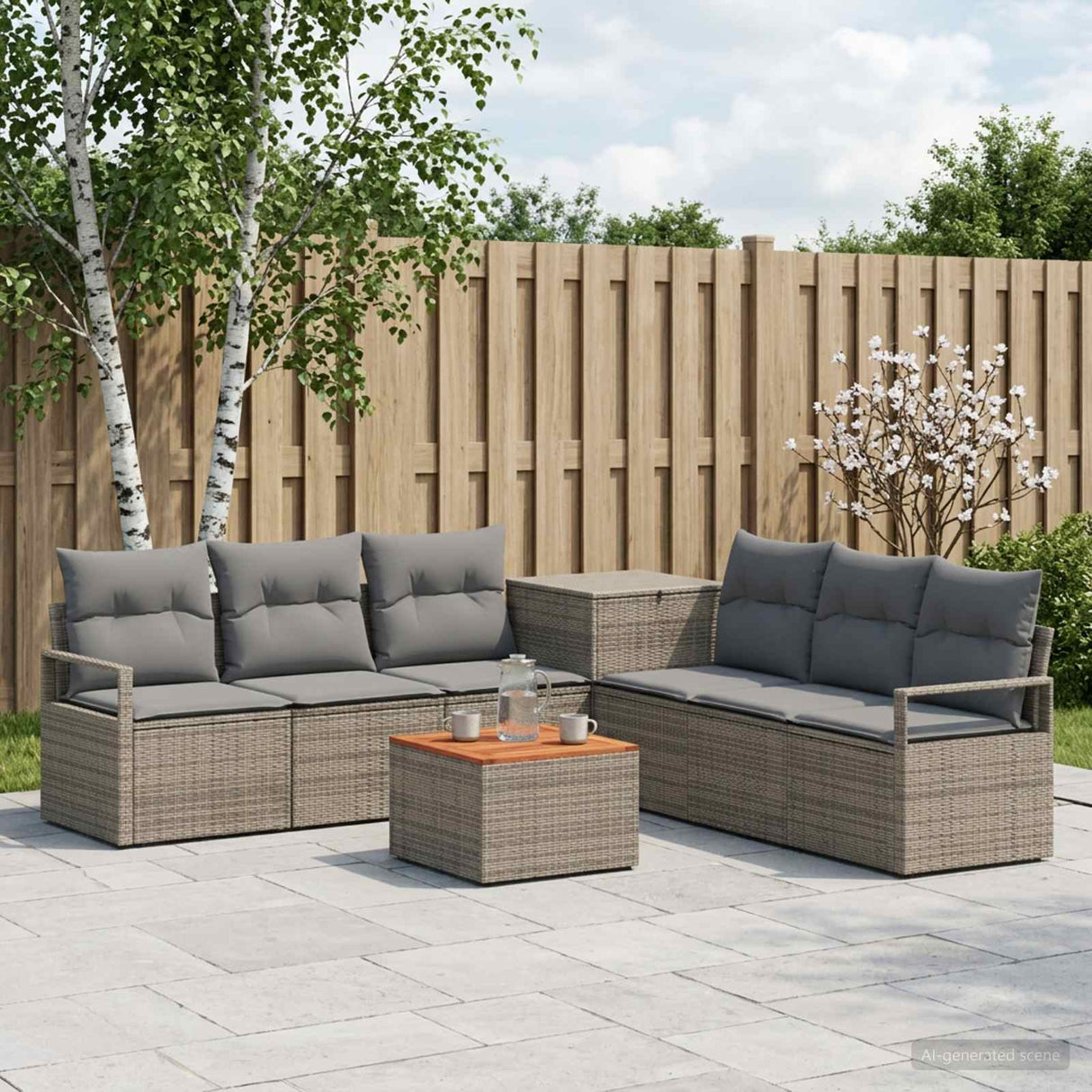 vidaXL Bankstel 8 st Zwart Poly Rattan en Staal