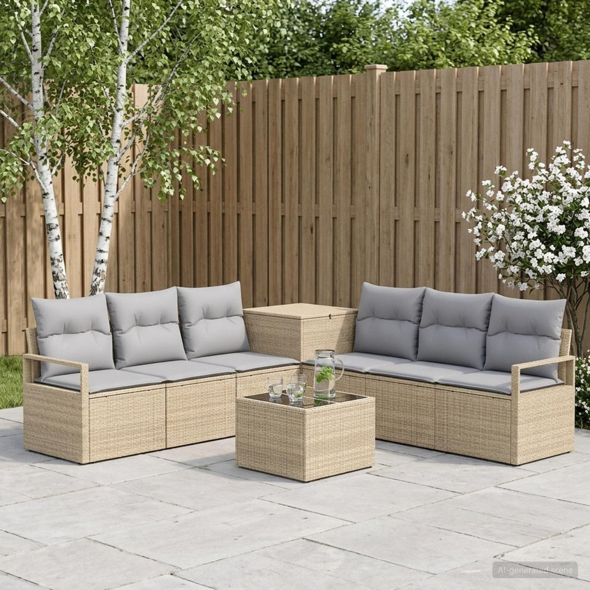 vidaXL Bankstel 8 st Zwart Poly Rattan en Staal