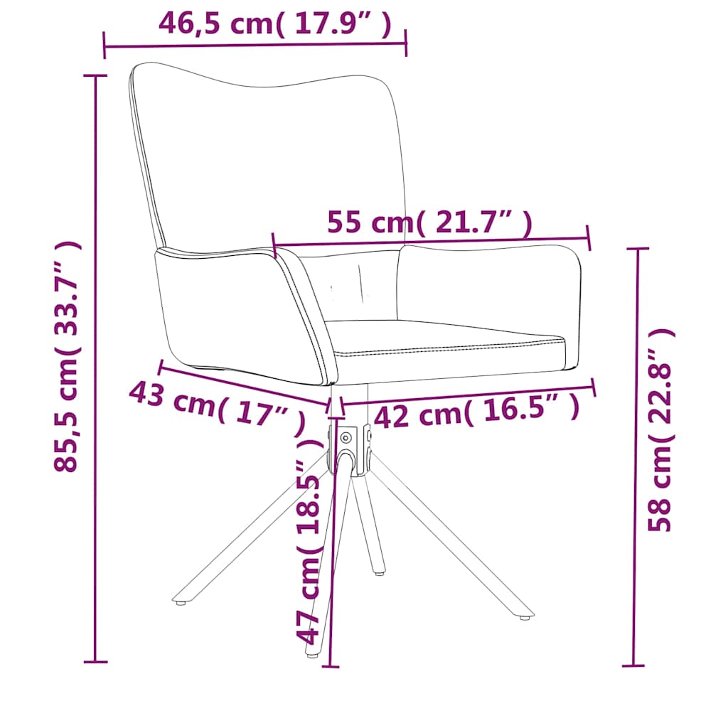vidaXL Eetkamerstoelen draaibaar 2 st fluweel blauw
