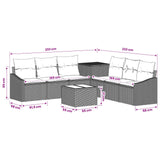 vidaXL Bankstel 8 st Zwart Poly Rattan en Staal