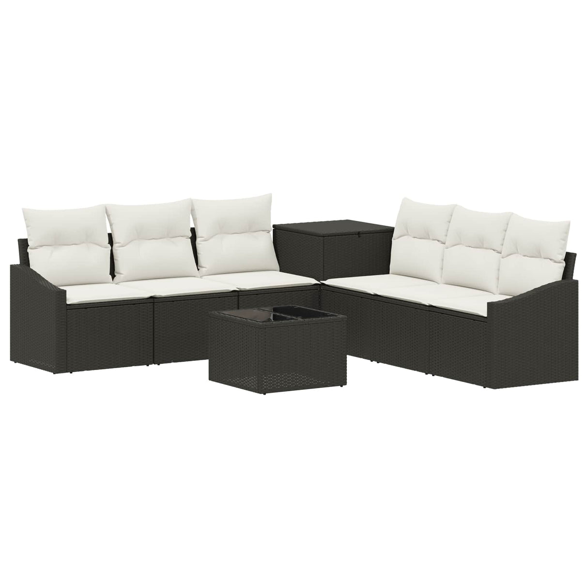 vidaXL Bankstel 8 st Zwart Poly Rattan en Staal