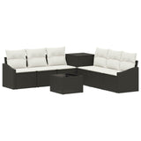 vidaXL Bankstel 8 st Zwart Poly Rattan en Staal