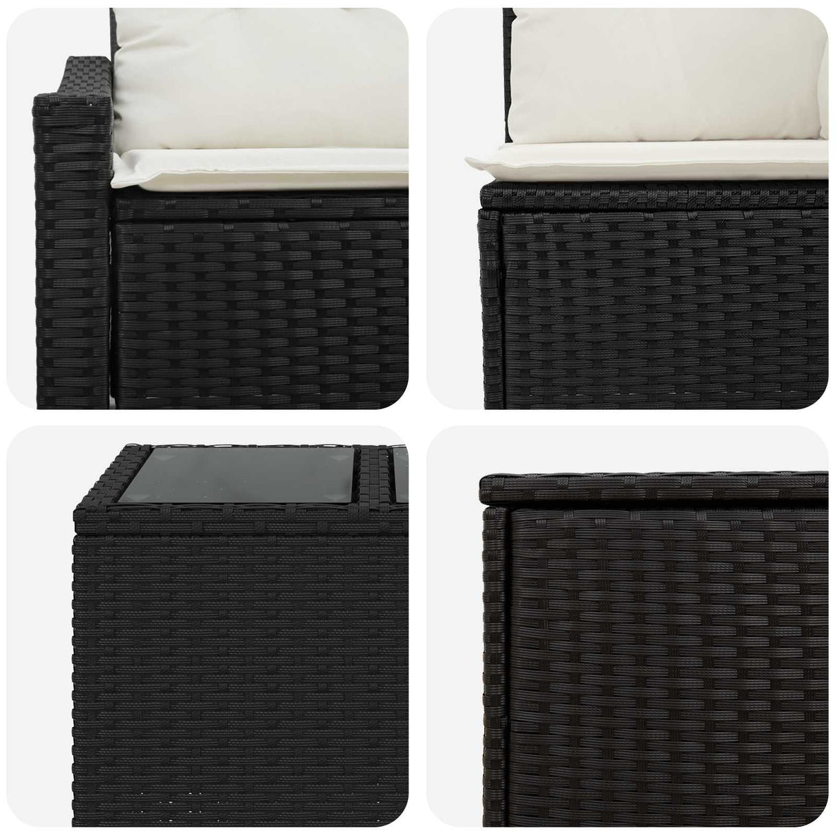 vidaXL Bankstel 8 st Zwart Poly Rattan en Staal