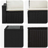 vidaXL Bankstel 8 st Zwart Poly Rattan en Staal