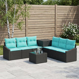 vidaXL Bankstel 8 st Zwart Poly Rattan en Staal